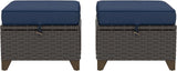 2 Pieces Patio Outdoor Ottomans with Removable and Washable Covers，PE Rattan Wicker Footstools for Porch, Garden - Photo 7