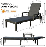 Domi Pool Lounge Chairs Set of 2, Outdoor Lounge Chairs with 6 Positions Backrest Adjustable Armrest - Photo 3