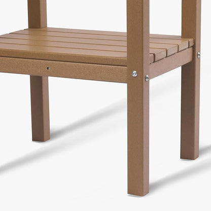 WestinTrends Malibu 36" Outdoor Adirondack HDPE 2-Tier Patio Side Table, Teak