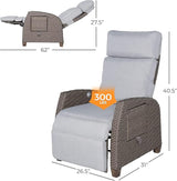 Grand patio Indoor & Outdoor Recliner Chair PE Wicker Patio Recliner with Flip Table Reclining Lounge Chair, Mist Grey - Photo 2