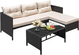 Greesum 3 Piece Patio Furniture Set Outdoor Wicker Rattan Sectional Sofa with Cushions & Coffee Table for Yard, Garden - Photo 2