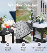 PASAMIC 2-Tier Adirondack Oval Outdoor Side Table, HDPE Small Outdoor Table, Patio End Table for Patio, Backyard - Photo 5