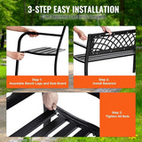 Outdoor Bench 46 in Metal Garden Bench 480 lbs Park Patio Yard Porch Bench - Photo 5