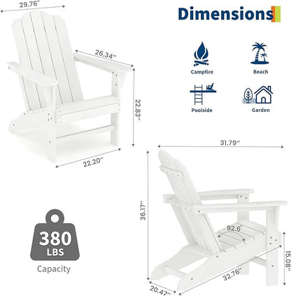 GarveeLife Adirondack Chair for Patio, HDPE Outdoor Lawn Chair with Wood Texture for Garden Backyard Deck Poolside Use