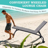 EROMMY Patio Chaise Lounge Chair Set of 2 with Table, Adjustable Backrest & Wheels - Photo 7