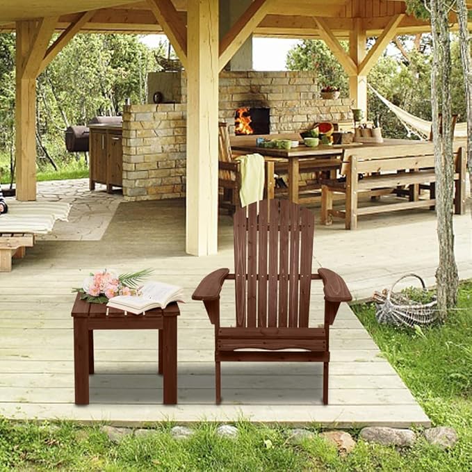 Outvita Wood Adirondack Chair, Folding Wooden Lounge Seating - Photo 7