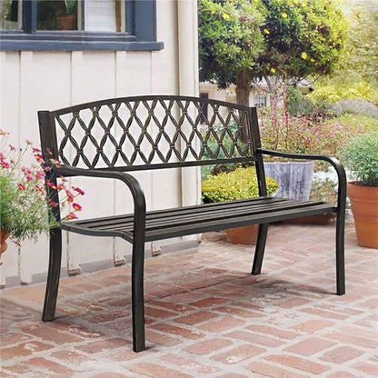 Outdoor Bench Nordic Retro Outdoor Metal Garden Bench Hollow Mesh Decorative Bench Suitable for Outdoor Courtyard Balcony Terrace Park Benches for Outside