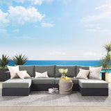 Modway Tahoe Aluminum 4-Piece Outdoor Patio Furniture Gray Charcoal, Modular Sectional Sofa Set with Chaise Lounges - Photo 1