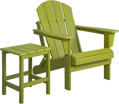 WO WESTIN OUTDOOR HDPE Laguna Outdoor Poly Adirondack Chair with Side Table, Lime