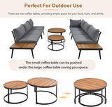 Modern Outdoor Sectional Sofa Set with Round Nesting Coffee Tables and Cushions, 6-Piece Patio Furniture Set for Porch - Photo 4