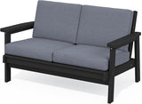 SERWALL HDPE Outdoor Patio Loveseat, All Weather Wood-Like Outdoor Sofa HDPE Outdoor Furniture - Photo 1