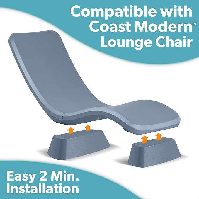 GoSports Coast Modern in Pool Lounge Chair - Waterproof & Weighted Chaise Lounger - Outdoor Pool Furniture for Patio or in Baja Shelf - Stone Blue