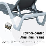 Domi Outdoor Lounge Chair, Aluminum Patio Chaise Lounge with 5 Position Adjustable Backrest and Wheels - Photo 7