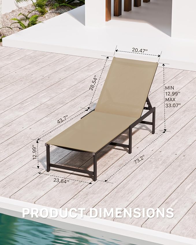 Chaise Lounge Chair Outdoor, Aluminum Patio Lounge Chairs - Photo 2