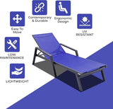 LeisureMod Marlin Patio Chaise Lounge Chair, Adjustable Outdoor Black Aluminum Lounge with Breathable Mesh Sling Back - Photo 5