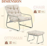 NICESOUL Outdoor Lounge Chair with Ottoman, Comfy Patio Lounge Chair with Reclined Back and Armrests - Photo 2