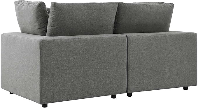 Modway Commix Outdoor Patio Overstuffed Loveseat in Charcoal - Photo 8