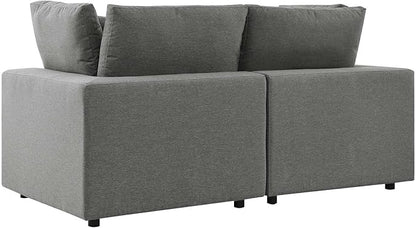 Modway Commix Outdoor Patio Overstuffed Loveseat in Charcoal