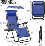 MoNiBloom Patio Zero Gravity Chair Outdoor Recliner Lounger with Canopy Shade and Foot Rest, Cup Holder, 330lbs Capacity - Photo 3