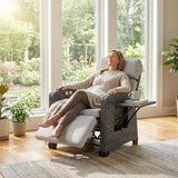 Restland Outdoor Recliner with Independent Adjustable Back & Footrest Wicker Patio Reclining Chair with Flip Table - Photo 4