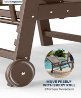 Adjustable Lounge Chair Outdoor Set of 8, HDPE Outdoor Chaise Lounge with Cup Holder & Wheels - Photo 4