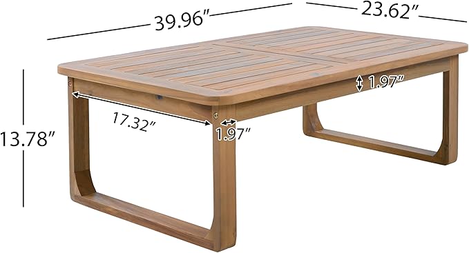 Merax Acacia Wood Outdoor Patio Furniture Set, 3-Seats Outdoor Daybed Sofa with Rectangular Coffee Table - Photo 2