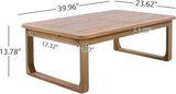 Merax Acacia Wood Outdoor Patio Furniture Set, 3-Seats Outdoor Daybed Sofa with Rectangular Coffee Table - Photo 2