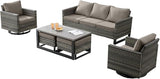 Wicker Outdoor Patio Furniture Set - 6 Piece Patio Conversation Set with 2 Swivel Rocker Chairs, 2 Rattan Ottoman - Photo 8