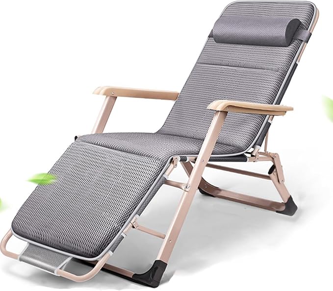 Chair Reclining Lounge Chair Patio Chairs, w/Removable Cushion & Headrest, Reclining Camping Chair w/Upgraded Lock - Photo 1