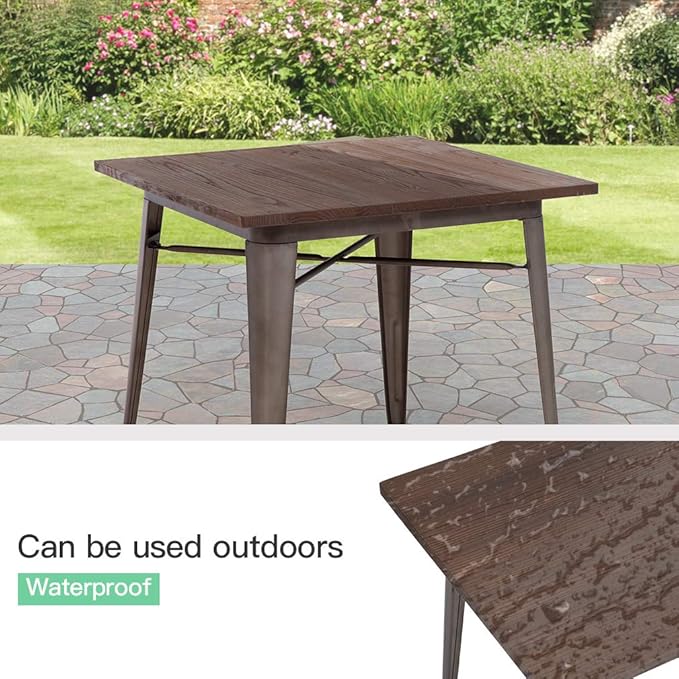 FDW Heavy Duty Outdoor Dining Table Metal Kitchen Table Metal Table 31 x 31 Inches Bar Coffee Table Home Restaurant - Photo 7