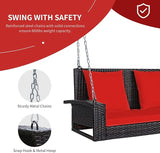 RELAX4LIFE Porch Swing 2-Seat Patio Rattan, Wicker Porch Swings Outdoor W/Two 7.9 Ft Solid Steel Chain - Photo 6