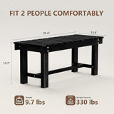 Nidouillet 35.5" Outdoor Garden Bench, Weatherproof Patio Benches 2-Person Seat Backless Wooden Porch Bench - Photo 2