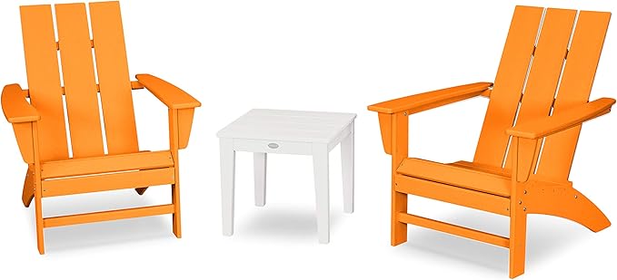 POLYWOOD Modern 3-Piece Adirondack Chair Set with End Table