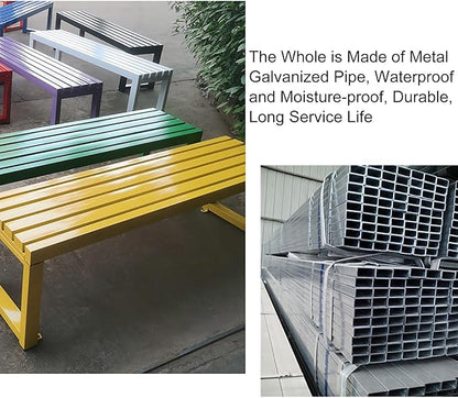 Outdoor Bench Weatherproof Garden Bench Metal Outdoor Seating All Weather Park Bench Outside Bench, Easy to Assemble(Pink,150cm/59in)
