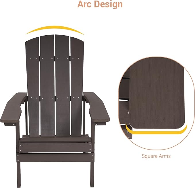 Adirondack Chairs, Plastic Adirondack Chairs Set of 2, All-Weather Resistant, Widely Used in Outdoor, Fire Pit, Deck, Outside, Garden