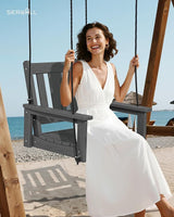 SERWALL HDPE Single Porch Swing, Heavy Duty Single Person Swing Chair with 2 Polypropylene Hanging Ropes - Photo 8