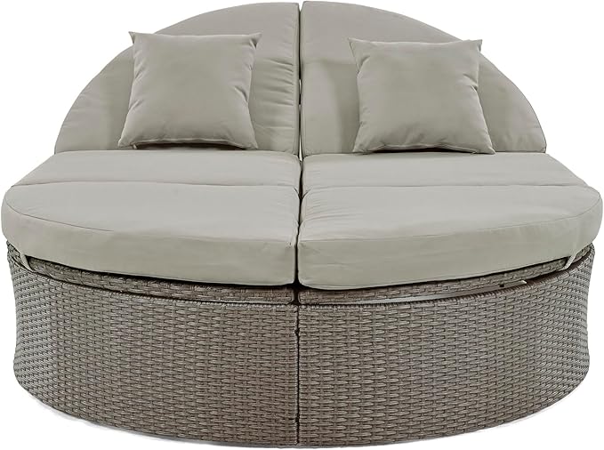 Outdoor Sun Bed Patio 2-Person Daybed with Cushions and Pillows - Photo 4