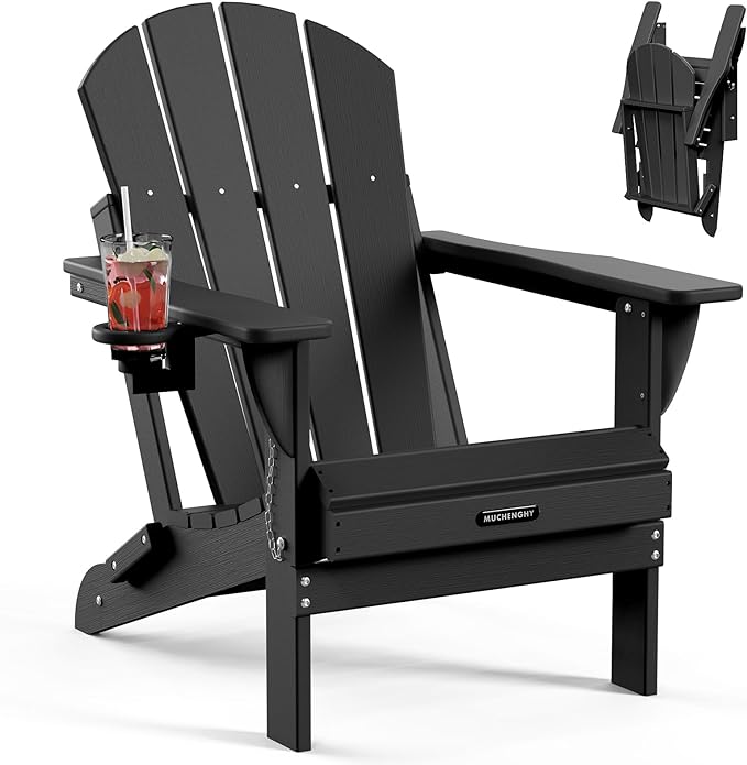 MUCHENGHY Folding Adirondack Chairs Patio Chairs Outdoor Adirondack Chair Weather Resistant Chair for Patio, Outside - Photo 1