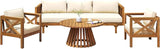 Merax Outdoor 4-Piece Acacia Wood Conversation Set - Patio 3-Seat Loveseat Sofa w/Coushion - Photo 3