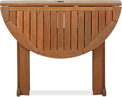 Furinno FG17035 Tioman Hardwood Patio Furniture Gateleg Round Table in Teak Oil, Natural