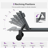 PURPLE LEAF Patio Lounge Chair Set of 3 Outdoor Chaise Lounger Aluminum Frame with Side Table and Wheels for Pool - Photo 7