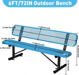 Heavy Duty Metal Park Bench for Outside, Outdoor Garden Benches with Backrest & Portable Frame - Photo 2