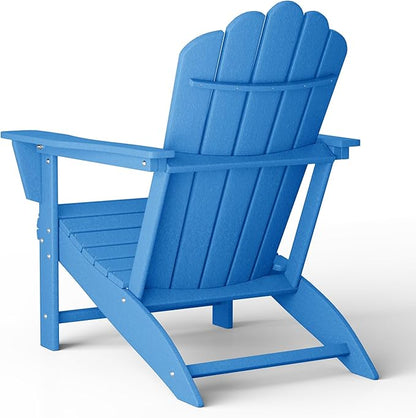 Costaelm Lakeview Outdoor Patio HDPE Adirondack Chair with Cup Holder, Pacific Blue