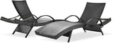 Set of 2 Reclining Chaise Lounge with Pull-Out Side Table - Photo 7