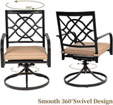 SUNCROWN Outdoor Dining Swivel Chairs Set of 4, Metal Frame Patio Chair Rocker with Brown Cushion for Garden, Bistro - Photo 5