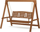 Furinno Tioman Hardwood Patio / Garden / Outdoor Large Porch Swing, 3 Seater with Hanging Frame, Natural - Photo 1