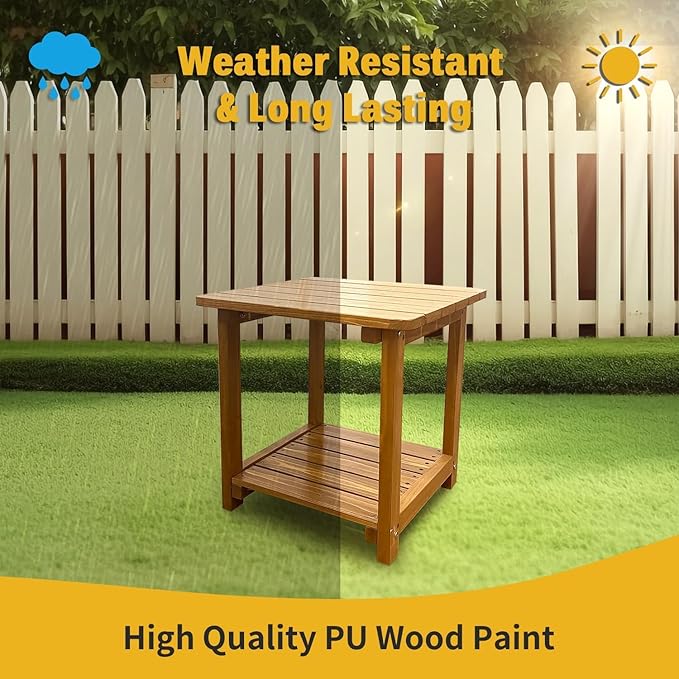 Wooden Rocking Chair with Comfortable Backrest Inclination, High Backrest and Deep Contoured Seat, Solid Fir Wood, Heavy Duty 600 LBS, for Backyard, Porch and Patio (Natural, with Side Table)