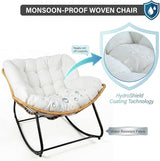 Outdoor Rocking Chair, Papasan Egg Style with Thick Cushion, Comfy Patio Lounge Chair for Balcony, Porch and Living Room - Photo 7