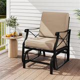 Black Metal Patio Glider Chair Outdoor Rocking Chair, Ergonomic Gliding Bench for Porch Garden Heavy Duty Lawn Furniture - Photo 2