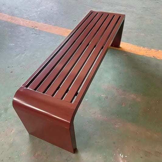 Metal Garden Bench, 100/120/150/180 Cm Outdoor Benches Weatherproof 2-5 Person, Patio Benches for Outdoors Cast Iron Metal Frame, Patio Lawn Porch Bench Seat Backless(Coffee,120 cm/47.24 in)